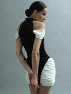 ALAINA BLACK & WHITE PARTY MINI DRESS