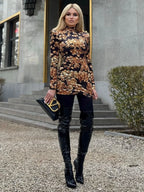 VALENTINA HIGH NECK LONG SLEEVE MINI DRESS GOWN