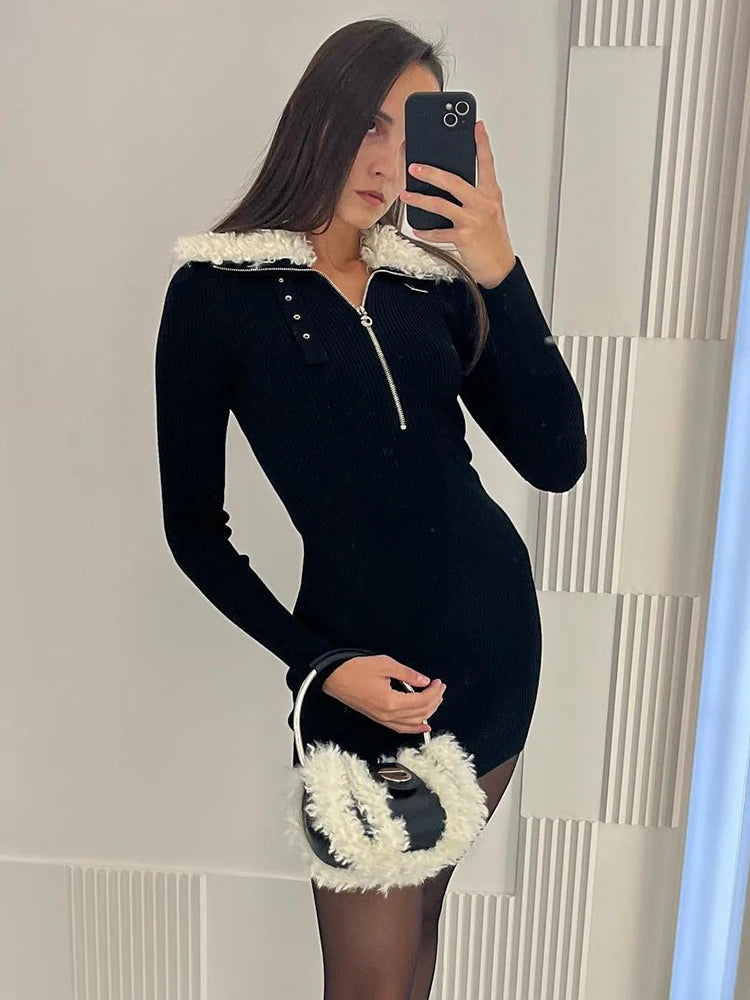 NOELLA WINTER BLACK BANDAGE MINI DRESS
