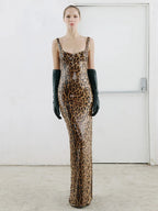 RAYANA LEOPARD SEQUIN  MAXI DRESS