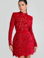 EKONG RED LACE MAXI DRESS