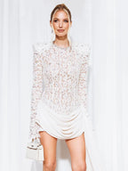 CRISNA WHITE LACE MINI DRESS
