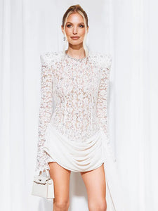 CRISNA WHITE LACE MINI DRESS