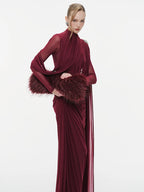 DANIELLE VINTAGE BURGUNDY SLIMMING MAXI DRESS