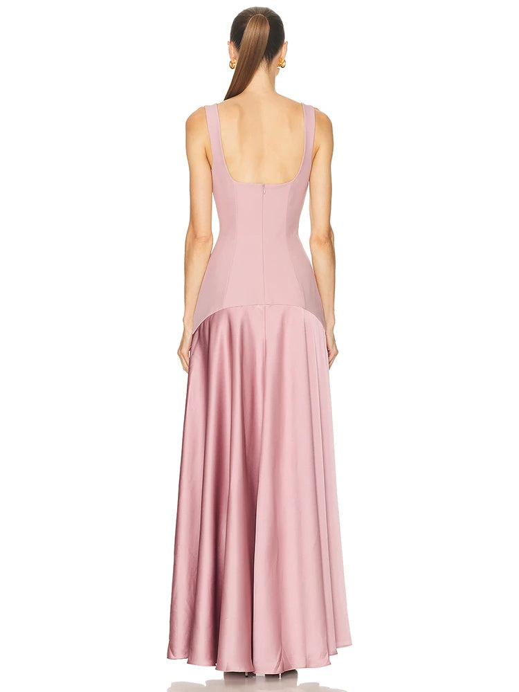 LILI ELEGANT PINK MAXI DRESS FOR WOMEN