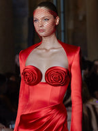 ANITA RED ROSE LONG SLEEVE DRESS GOWN
