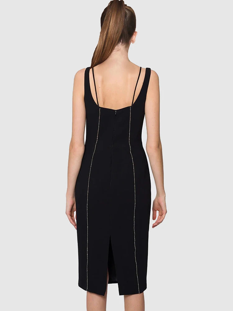 JOURNAY BLACK STRAP SLEEVELESS MIDI DRESS GOWN
