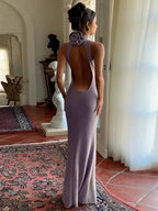 NICOLE LAVENDER OPEN-BACK MAXI DRESS