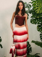 LUCY STRAPLESS GRADIENT FRINGE MAXI DRESS