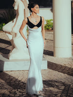 Carregar imagem no visualizador da galeria, SANDRA BLACK WHITE LONG DRESS EVENING GOWN
