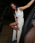 WILLOW WHITE RUCHED MAXI DRESS