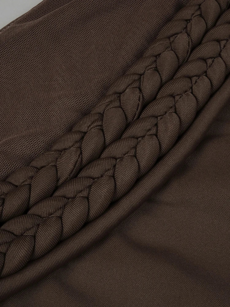 KENLINDA BROWN MESH DRESS