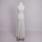 MANDY LACE HALTER MAXI DRESS