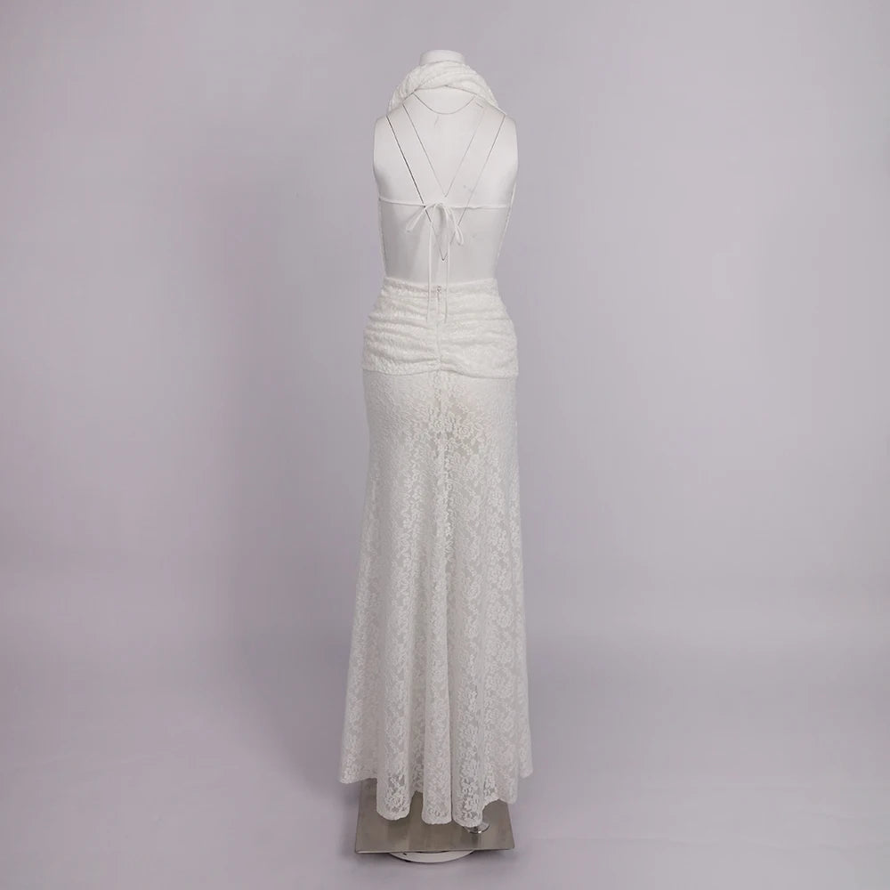 MANDY LACE HALTER MAXI DRESS