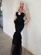 VICTORIA BLACK HALTER SLEEVELESS LONG DRESS GOWN