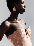 CHRISTINE NUDE SEQUIN STRAPLESS MAXI DRESS