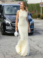AYANNA SEXY PEARL MESH MAXI DRESS