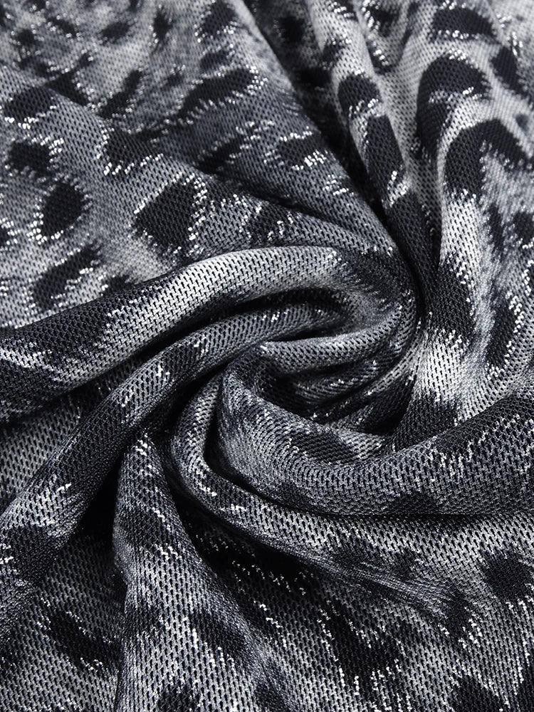 TINA BLACK LEOPARD LONG DRESS GOWN