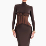 Charger l&#39;image dans la galerie, JAMACY BROWN MESH DRESS
