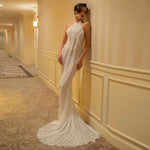 Charger l&#39;image dans la galerie, SHANTA WHITE LACE HALTER DRESS
