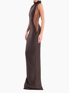 KENLINDA BROWN MESH DRESS