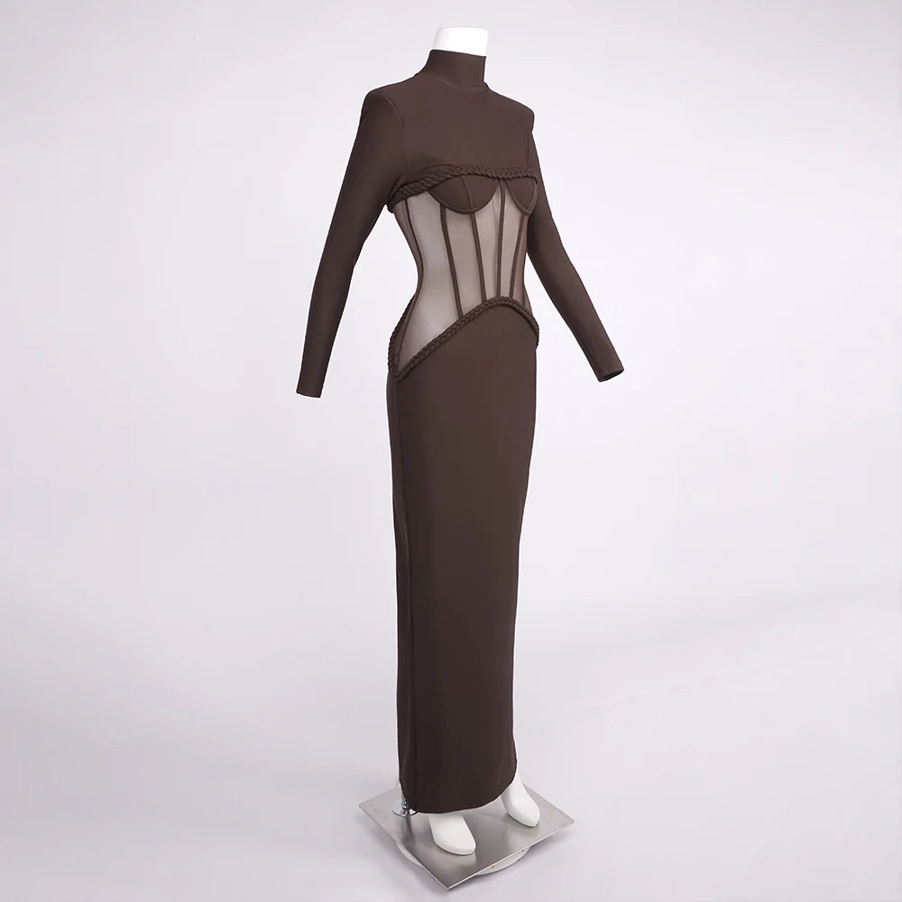 JAMACY BROWN MESH DRESS