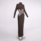 JAMACY BROWN MESH MAXI DRESS