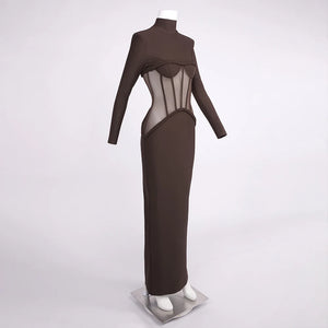JAMACY BROWN MESH DRESS
