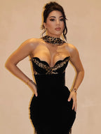 MARCEY BLACK STRAPLESS MAXI DRESS