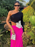 YOSSI ONE SHOULDER HIGH SLIT DRESS