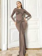 OLIVAYA LONG SLEEVES LONG DRESS GOWN