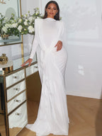 DIANA ELEGANT WHITE LONG SLEEVE MAXI DRESS