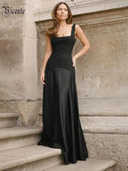 FAYY SQUARE COLLAR BLACK MAXI DRESS