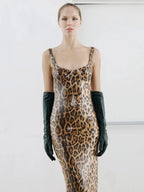 RAYANA LEOPARD SEQUIN  MAXI DRESS