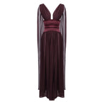 BONNIE ELEGANT BURGUNDY CHIFFON MAXI DRESS