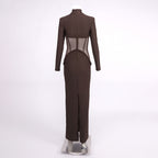 JAMACY BROWN MESH MAXI DRESS