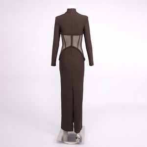 JAMACY BROWN MESH DRESS