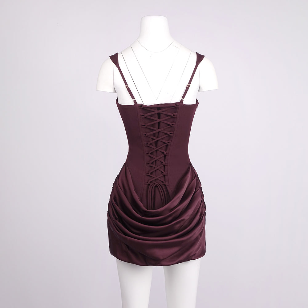 DANA CORSET RUCHED SLING MINI DRESS