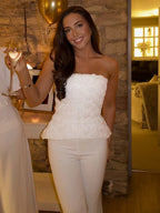 EMILY WHITE STRAPLESS TOP & PANTS SET