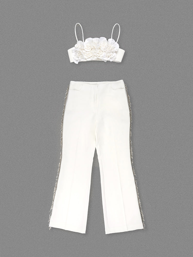 BENTINA WHITE TOP & PANTS SET