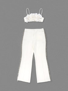 BENTINA WHITE TOP & PANTS SET