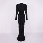VINNA BLACK HIGH NECK CRYSTAL MAXI DRESS