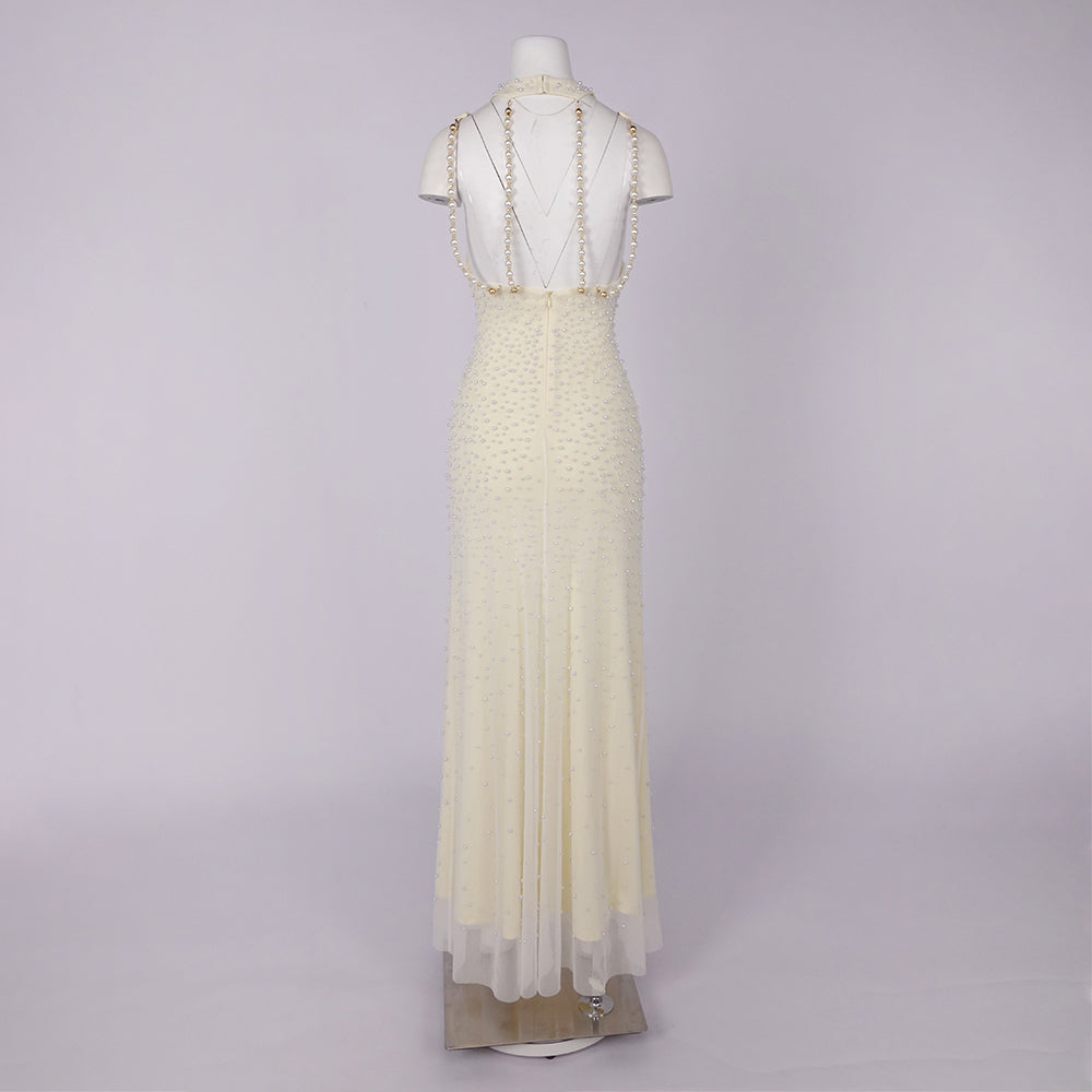 AYANNA SEXY PEARL MESH MAXI DRESS