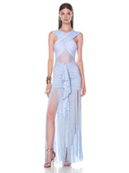 ALEXA LIGHT BLUE RUCHED MAXI DRESS