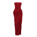 CORAL YELLOW STRAPLESS MAXI DRESS