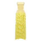 SARUKA YELLOW STRAPLESS RUFFLE MAXI DRESS