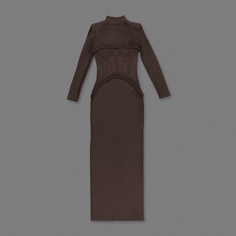 JAMACY BROWN MESH DRESS