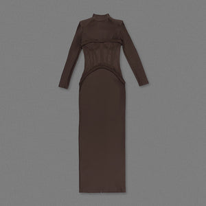 JAMACY BROWN MESH DRESS