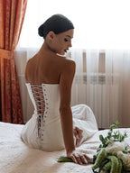 YARA WHITE DRAPED STRAPLESS MAXI DRESS