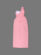 CHLOE PINK ONE-SHOULDER MAXI DRESS